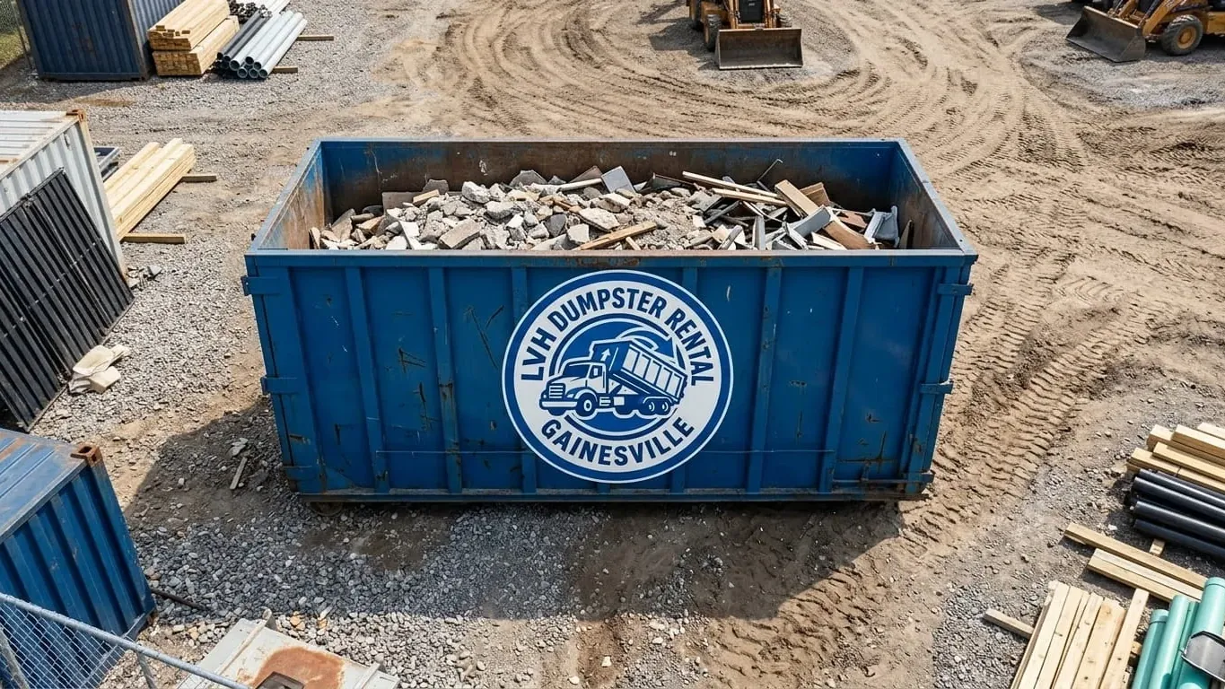Heavy debris container loaded with concrete and masonry in Gainesville, Georgia Heavy debris container loaded with concrete and masonry in Gainesville, Georgia