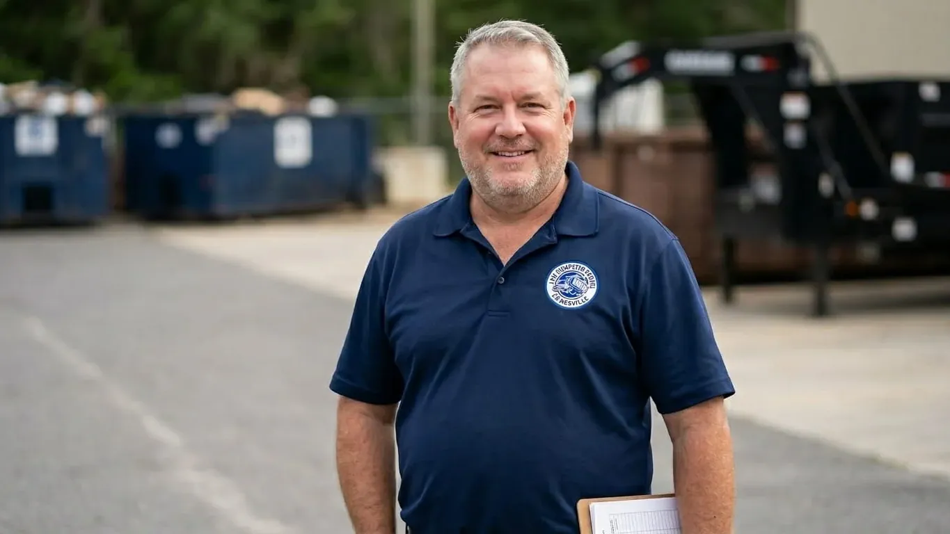Portrait of the leadership at LVH Dumpster Rental Gainesville, running Hall County roll-off routes since 2013